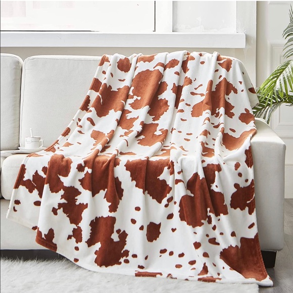 Cow Print Blanket Soft Fleece Fall Throw - Picture 1 of 4